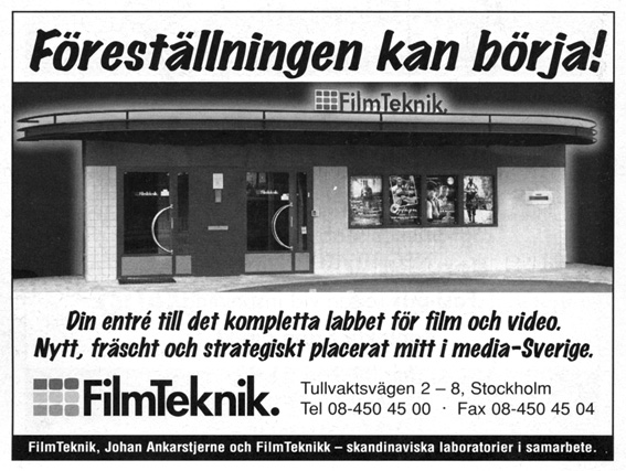 SVT Filmlaboratorium Swelab Filmteknik Nordisk Film TV 